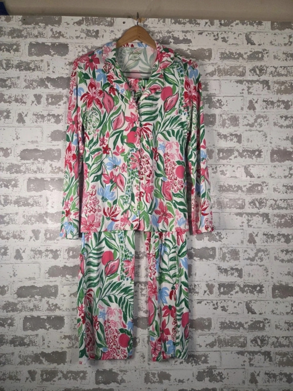 NWT Lilly Pulitzer Glowing Gardens PJ Pajama Set M Top Pants